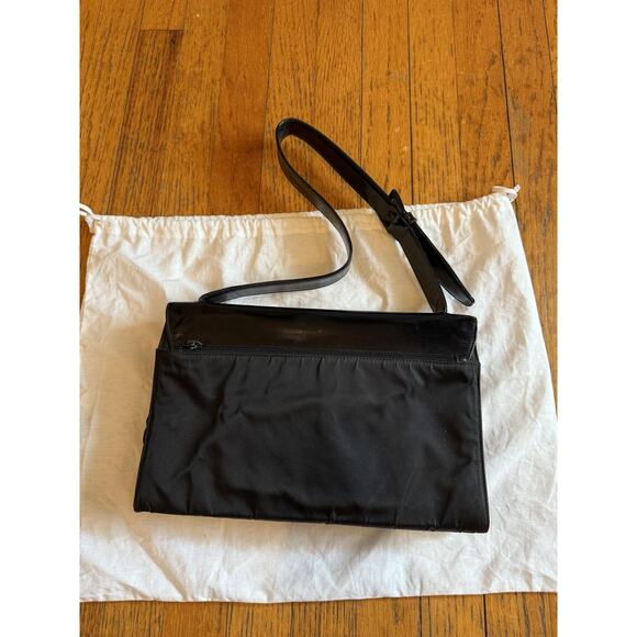 Prada Shoulder Crossbody Bag Womens Black Nylon Patent Leather Made in Italy - Picture 5 of 16